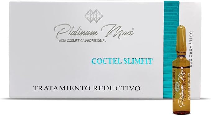 PLATINUMMAX 50 Ampolletas SlimFit 5 ml c/u – Fórmula Reductiva con CLA, Alcachofa y L-Carnitina para Tratamientos Corporales y Faciales; Presentación de Vidrio Esterilizado y Dosis Individual