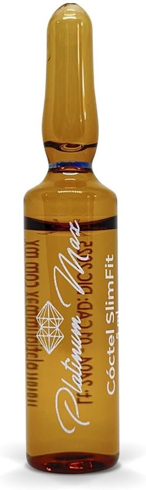 PLATINUMMAX 50 Ampolletas SlimFit 5 ml c/u – Fórmula Reductiva con CLA, Alcachofa y L-Carnitina para Tratamientos Corporales y Faciales; Presentación de Vidrio Esterilizado y Dosis Individual