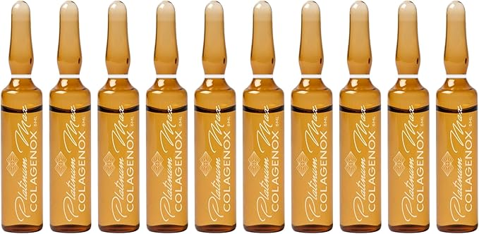 PLATINUMMAX 50 ampolletas Colagenox 5 ml c/u - Formula Reafirmante con Vitamina C, y E, Colágeno, Silicio | Tratamientos Corporales y Faciales; Presentación de Vidrio Esterilizado y Dosis Individual