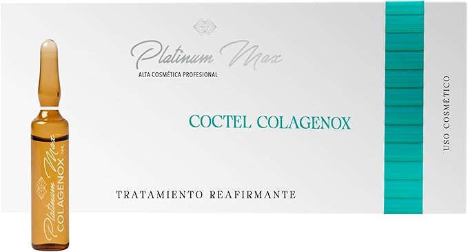 PLATINUMMAX 50 ampolletas Colagenox 5 ml c/u - Formula Reafirmante con Vitamina C, y E, Colágeno, Silicio | Tratamientos Corporales y Faciales; Presentación de Vidrio Esterilizado y Dosis Individual