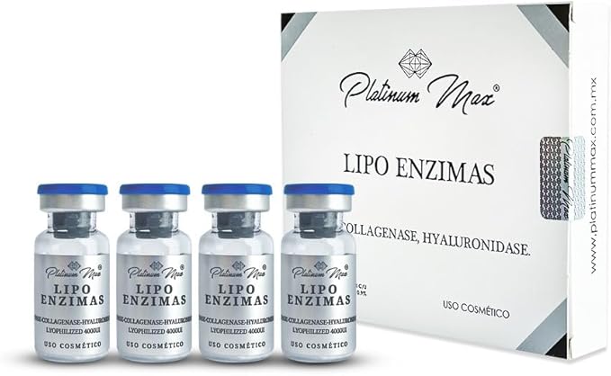 PLATINUMMAX Lipo Enzimas - Para Reducir Medidas, tallas, Reafirmar, Moldear - Lipasa, Colagenasa; Tratamiento 1 mes de uso