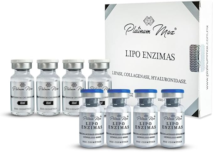 PLATINUMMAX Lipo Enzimas - Para Reducir Medidas, tallas, Reafirmar, Moldear - Lipasa, Colagenasa; Tratamiento 1 mes de uso