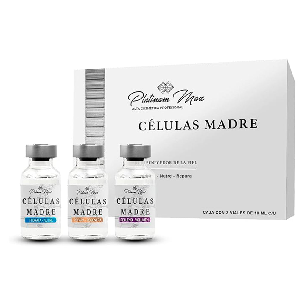 PLATINUMMAX Células Madre | Regenera, Repara, Uniforma, Tonifica, Hidratación Profunda) 3 Viales de 10 Ml c/u