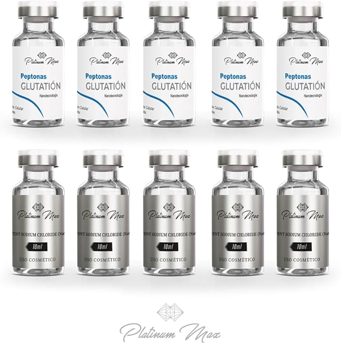 PLATINUMMAX Peptonas con Glutatión | Reafirmante, Aumento de Glúteo, Pierna y Otras Zonas - Vitaminas C, Colágeno y Peptidos; Tratamiento 5 semanas de uso