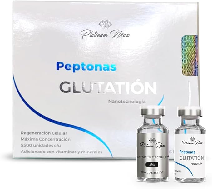 PLATINUMMAX Peptonas con Glutatión | Reafirmante, Aumento de Glúteo, Pierna y Otras Zonas - Vitaminas C, Colágeno y Peptidos; Tratamiento 5 semanas de uso